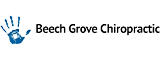 Text reading ‘Beech Grove Chiropractic’ paired with a blue handprint symbol