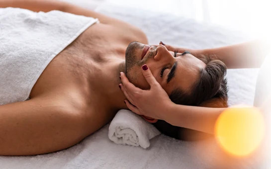 Man Receiving Facial Massage